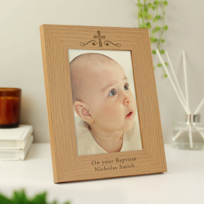 Personalised Religious Swirl Wooden Photo Frame 5x7