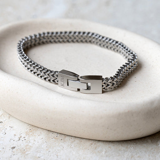 Monogrammed Men's Braided Steel Bracelet