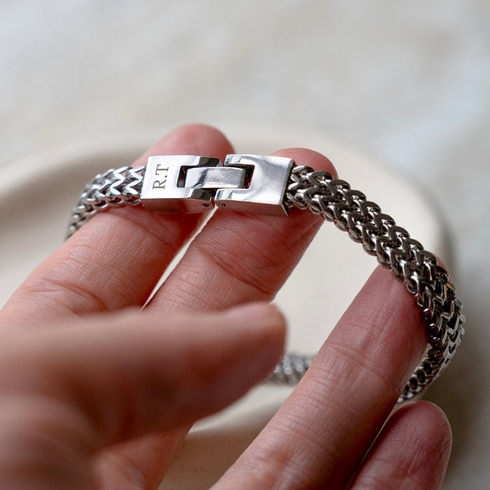 Monogrammed Men's Braided Steel Bracelet