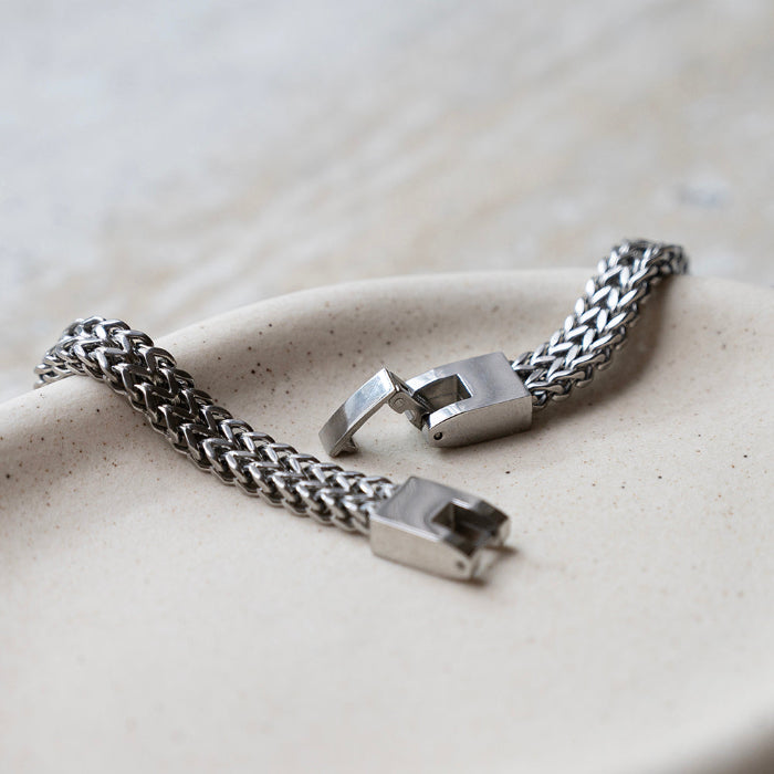 Monogrammed Men's Braided Steel Bracelet