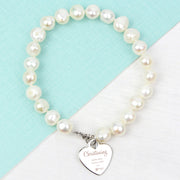 Personalised Christening White Freshwater Pearl Bracelet