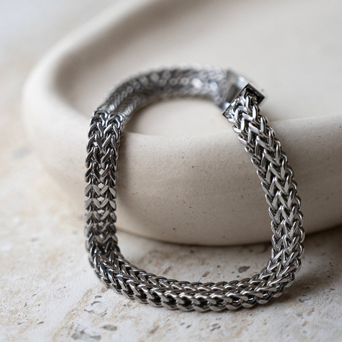 Monogrammed Men's Braided Steel Bracelet