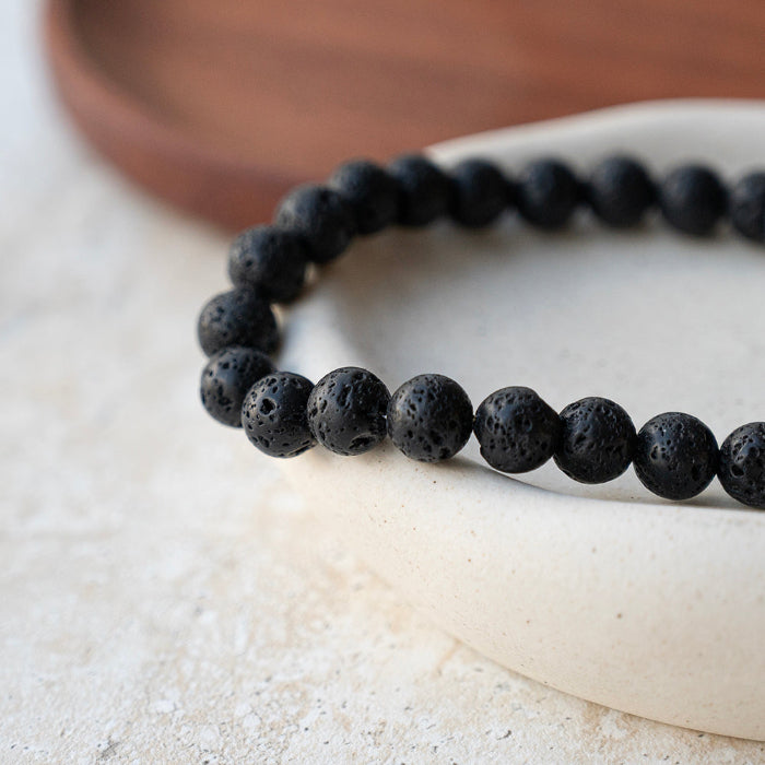Personalised Men's Lava Stone Beaded Bracelet - Gift For Him