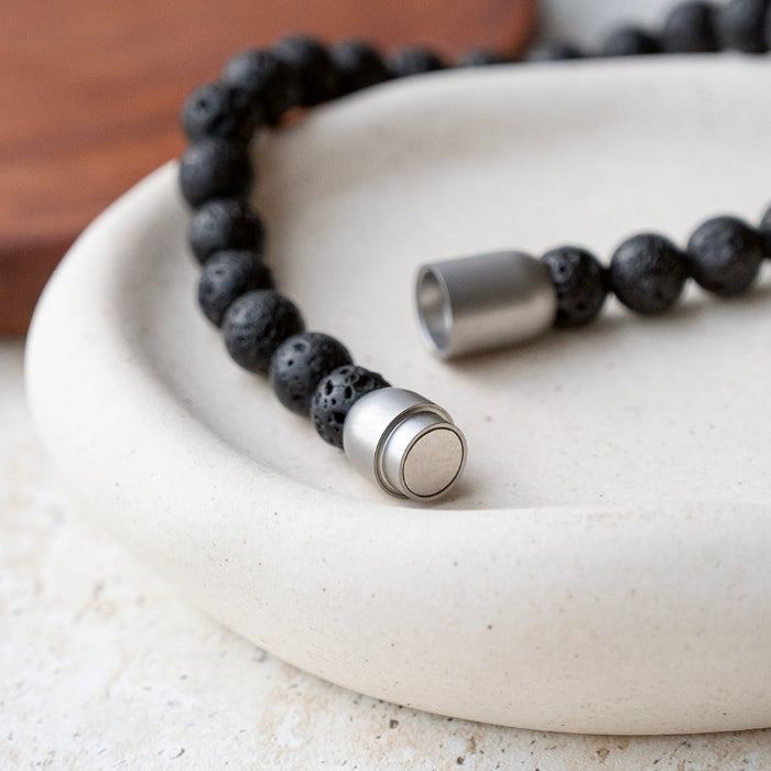 Personalised Men's Lava Stone Beaded Bracelet - Gift For Him