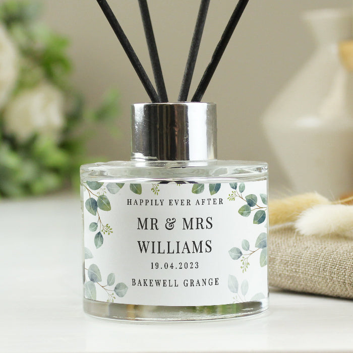Personalised Botanical Wedding Reed Diffuser