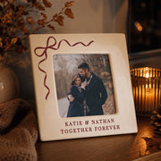 Personalised Red Bow Christmas Ceramic Photo Frame - 4x4