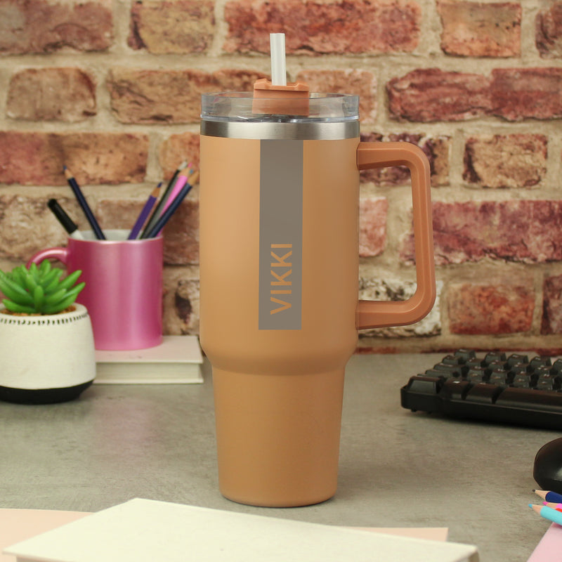 Personalised Large Name 40oz Double Wall Insulated Travel Cup - Brown