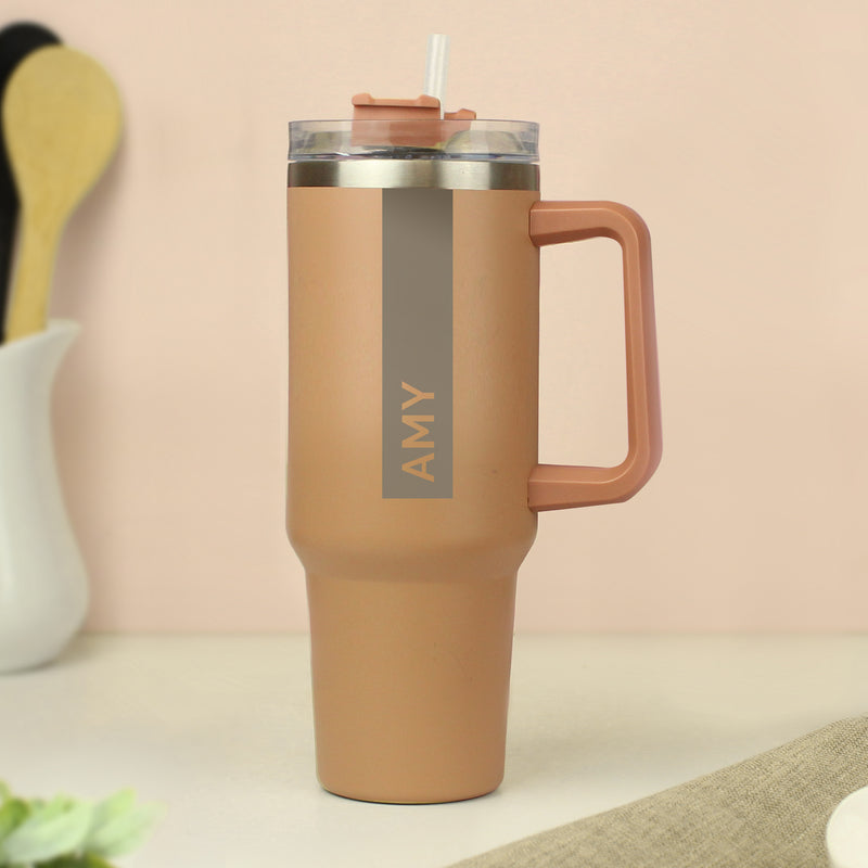 Personalised Large Name 40oz Double Wall Insulated Travel Cup - Brown