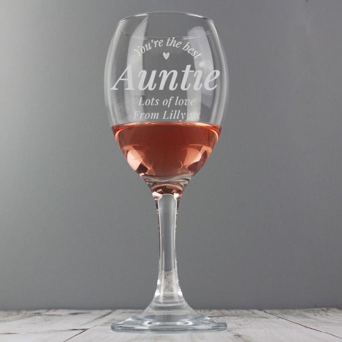 Personalised You Are The Best Auntie Wine Glass - Gift Boxed