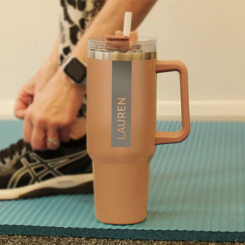Personalised Large Name 40oz Double Wall Insulated Travel Cup - Brown