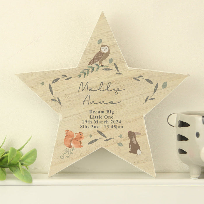 Personalised Woodland Animal New Baby Star Ornament