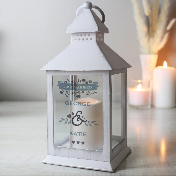 Personalised Wedding Floral White Lantern