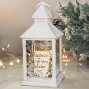 Personalised First Christmas Married White Lantern