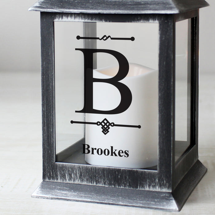 Personalised Initial Rustic Black Lantern