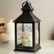 Personalised Merry Christmas Frost Rustic Black Lantern