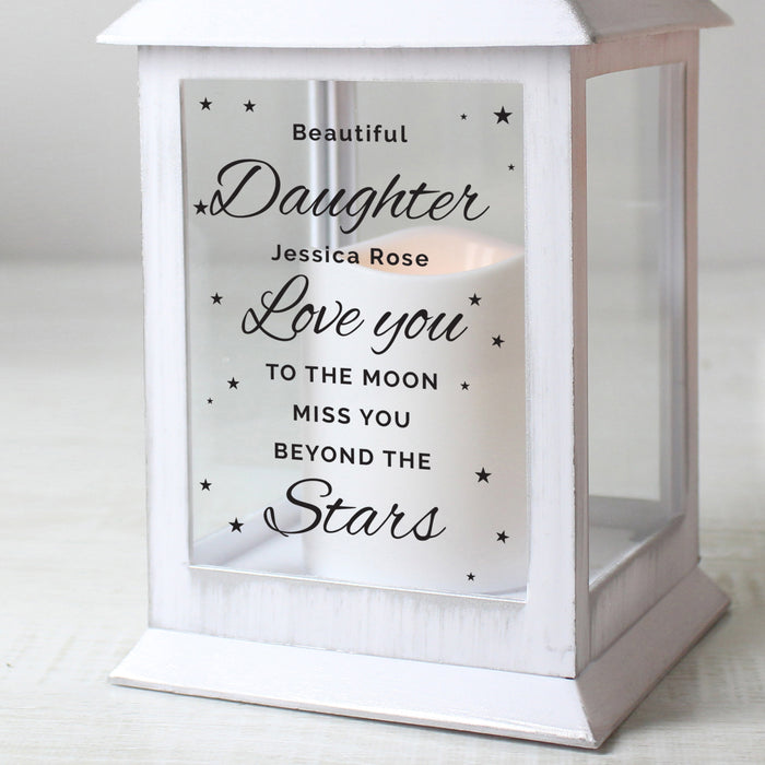 Personalised Miss You Beyond The Stars Memorial White Lantern