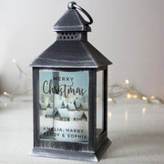 Personalised Town Christmas Rustic Black Lantern