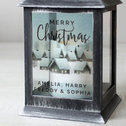 Personalised Town Christmas Rustic Black Lantern