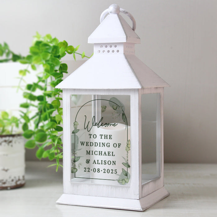 Personalised Botanical Wedding Venue Lantern Decoration