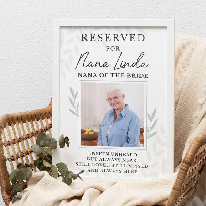 Personalised Reserved For Wedding Memorial Photo Framed Print - A3 White