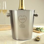 Engraved Botanical Wedding Stainless Steel Ice Bucket