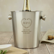 Engraved Botanical Wedding Stainless Steel Ice Bucket