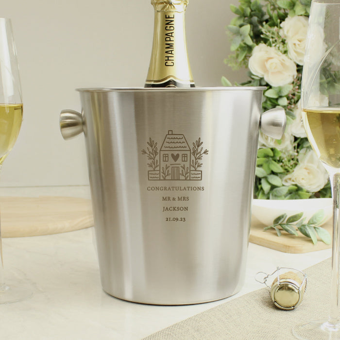 Engraved House Stainless Steel Ice Bucket