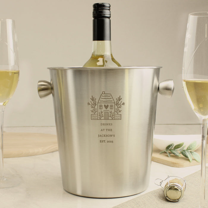 Engraved House Stainless Steel Ice Bucket