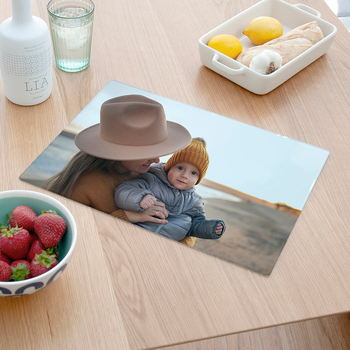 Personalised Photo Glass Chopping Board Worktop Saver