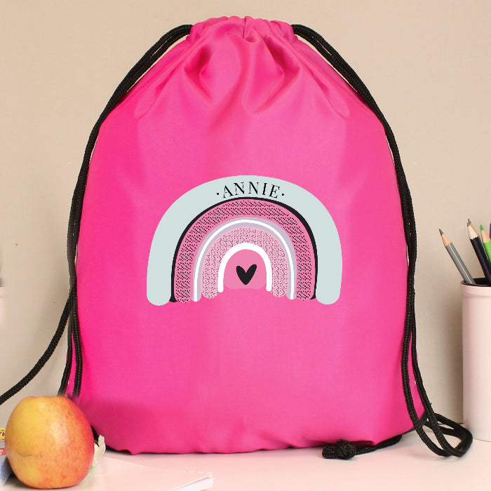 Personalised Rainbow Pink Swim & Kit Bag