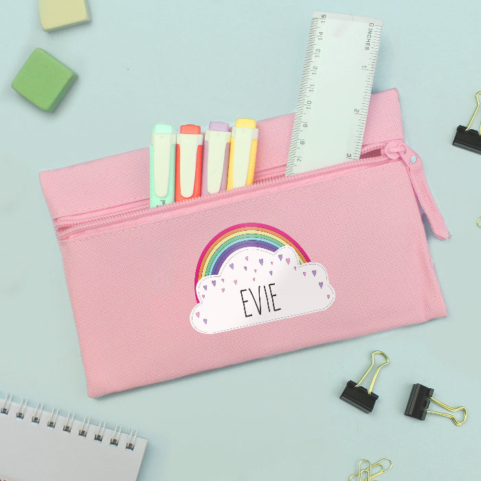 Personalised Children’s Rainbow Pink Pencil Case - Back To School