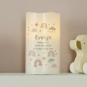 Personalised Rainbow New Baby Night Light LED Candle