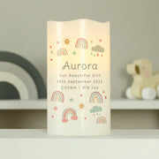 Personalised Rainbow New Baby Night Light LED Candle