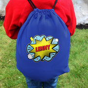 Personalised Superhero Comic Book Blue Swim & Kit Bag