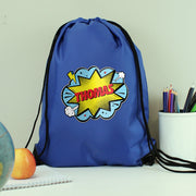 Personalised Superhero Comic Book Blue Swim & Kit Bag