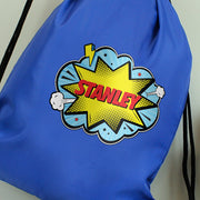 Personalised Superhero Comic Book Blue Swim & Kit Bag