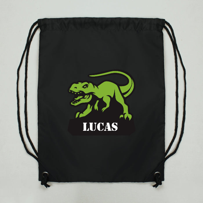 Personalised Dinosaur Black Swim & Kit Bag