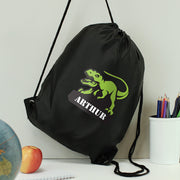 Personalised Dinosaur Black Swim & Kit Bag