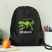 Personalised Dinosaur Black Swim & Kit Bag