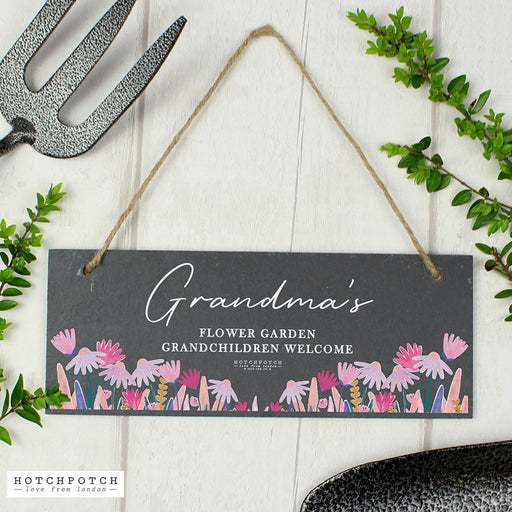 Personalised Hotchpotch Wild Flower Hanging Slate Sign Plaque