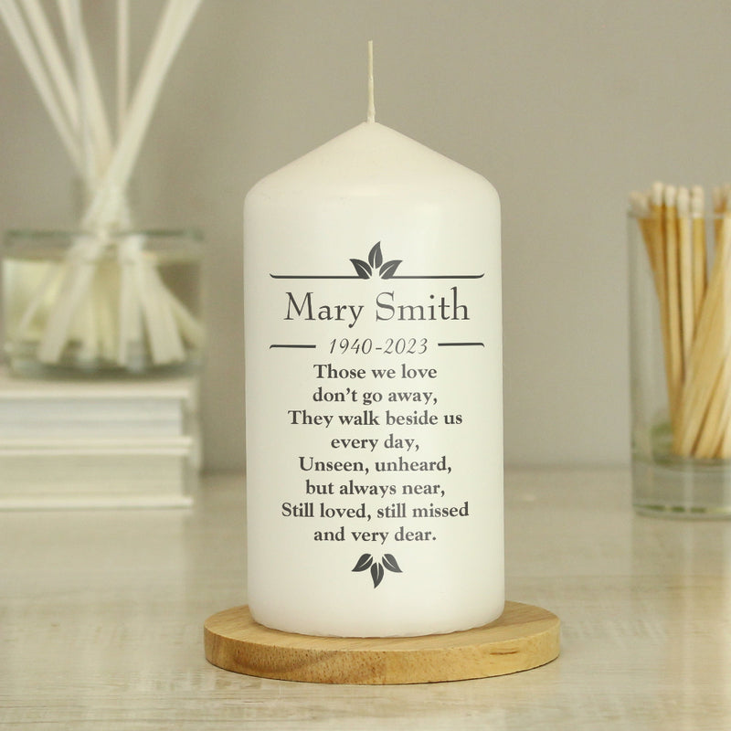 Personalised Sentiments 'Those We Love' Memorial Pillar Candle