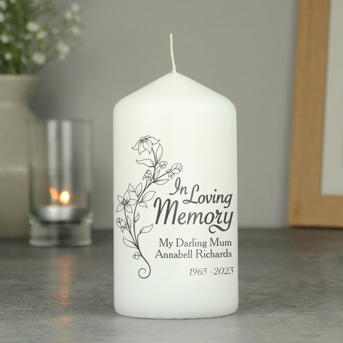 Personalised In Loving Memory Memorial Pillar Candle