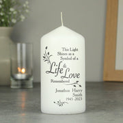 Personalised Life & Love Memorial Pillar Candle