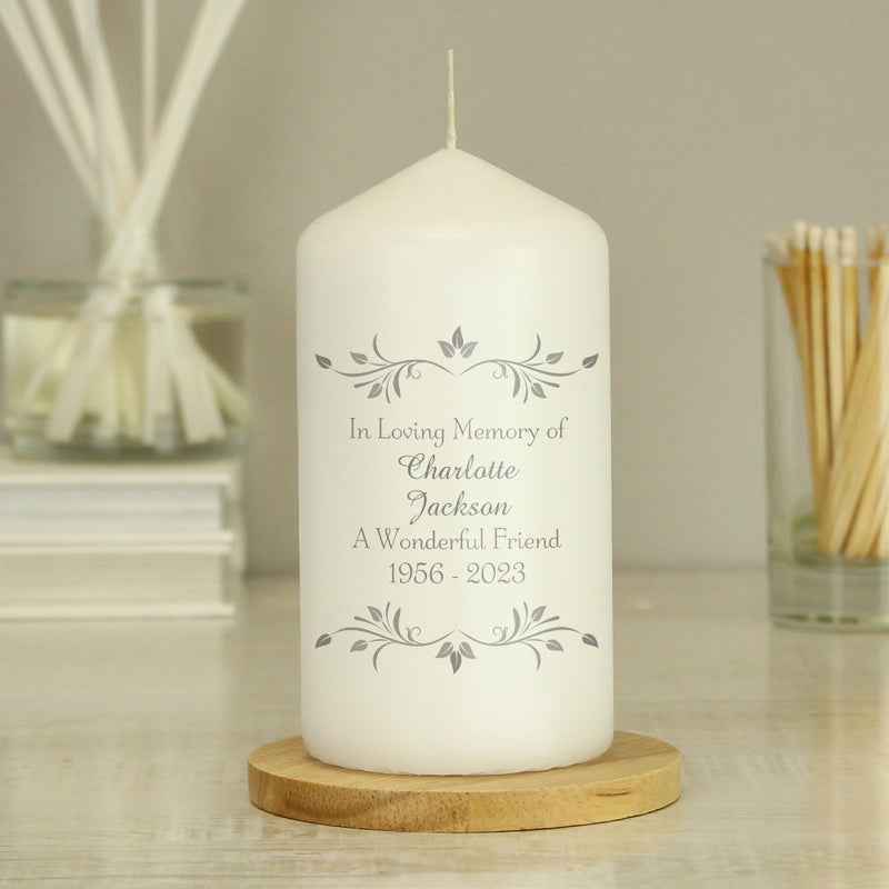 Personalised Sentiments Memorial Pillar Candle