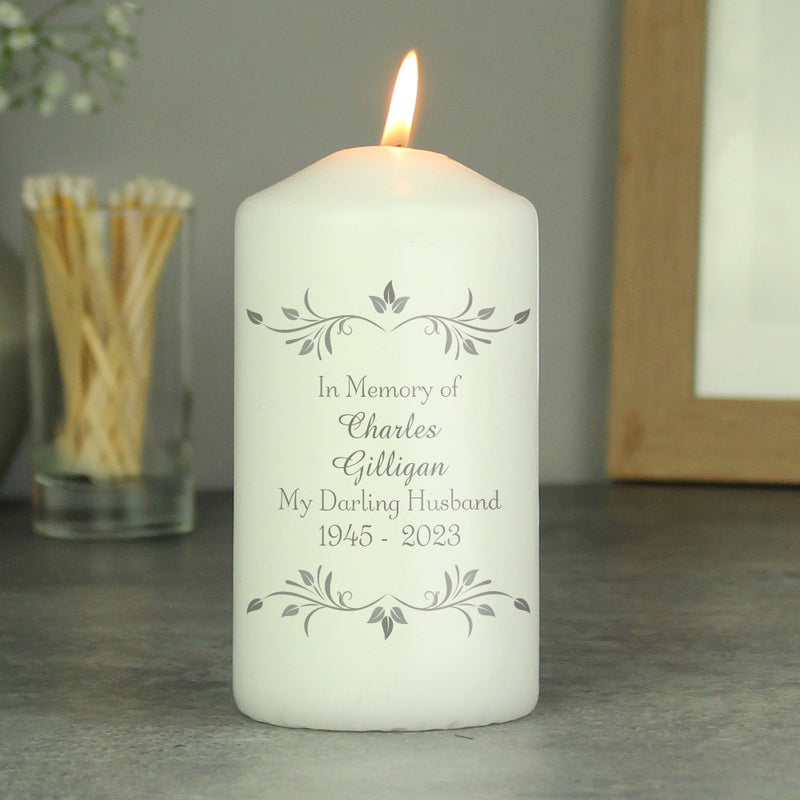 Personalised Sentiments Memorial Pillar Candle