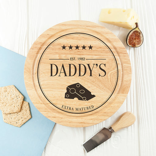 Personalised Dad's Extra Mature Round Cheese Board Set