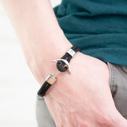 Personalised Men's Black Rope Nautical Anchor Bracelet