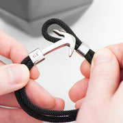 Personalised Men's Black Rope Nautical Anchor Bracelet