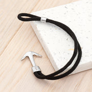 Personalised Men's Black Rope Nautical Anchor Bracelet