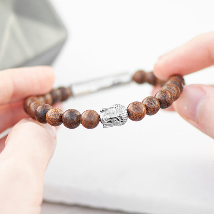 Personalised Men's Wooden Buddha Bracelet